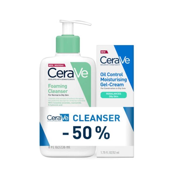 Cerave hidratantna gel krema 52ml + pjenušavi gel 236ml (-50%)