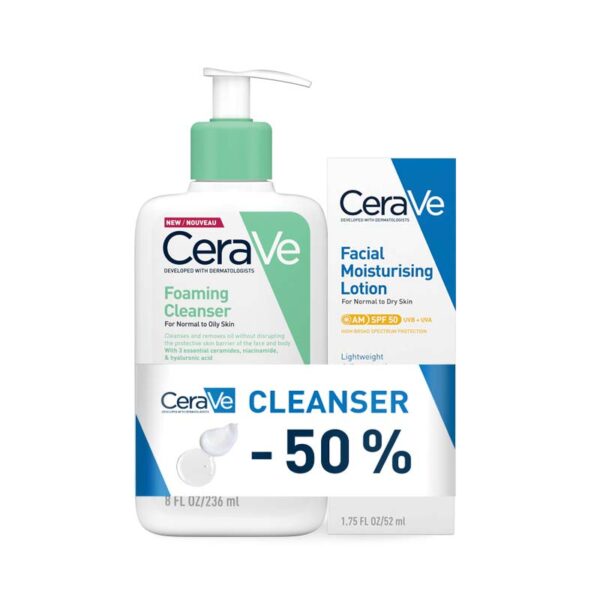 Cerave hidratantna njega spf50 52ml + pjenušavi gel 236ml(-50%)